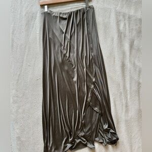 Free People Elegant Satin Brown/ Olive Skirt